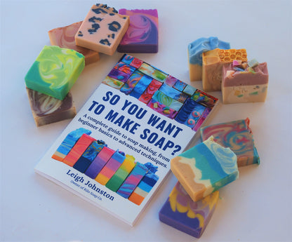 Cover of 'Soap Making for Beginners' by Leigh Johnston — a comprehensive guide to cold process soap making with natural ingredients
